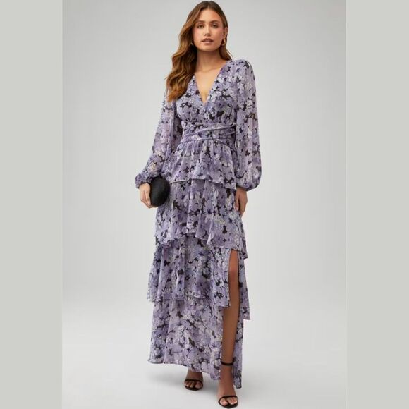 Astr Purple Floral Maxi Dress - Picture 1 of 11